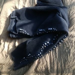 NWOT Driftwood "Jackie" Black denim studded ankle skinny jeans, 26